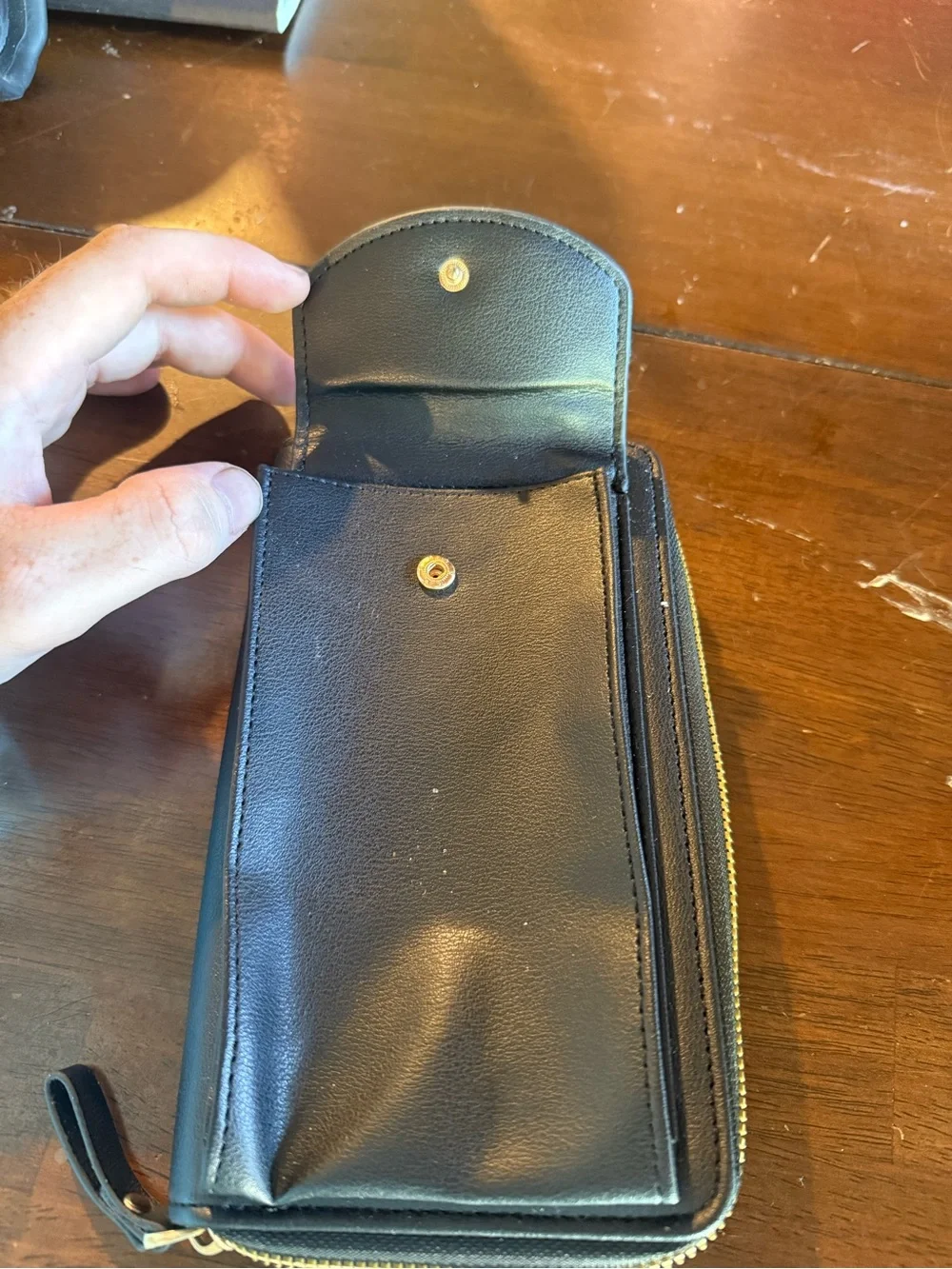 Black Leather Phone & Accessory Wallet